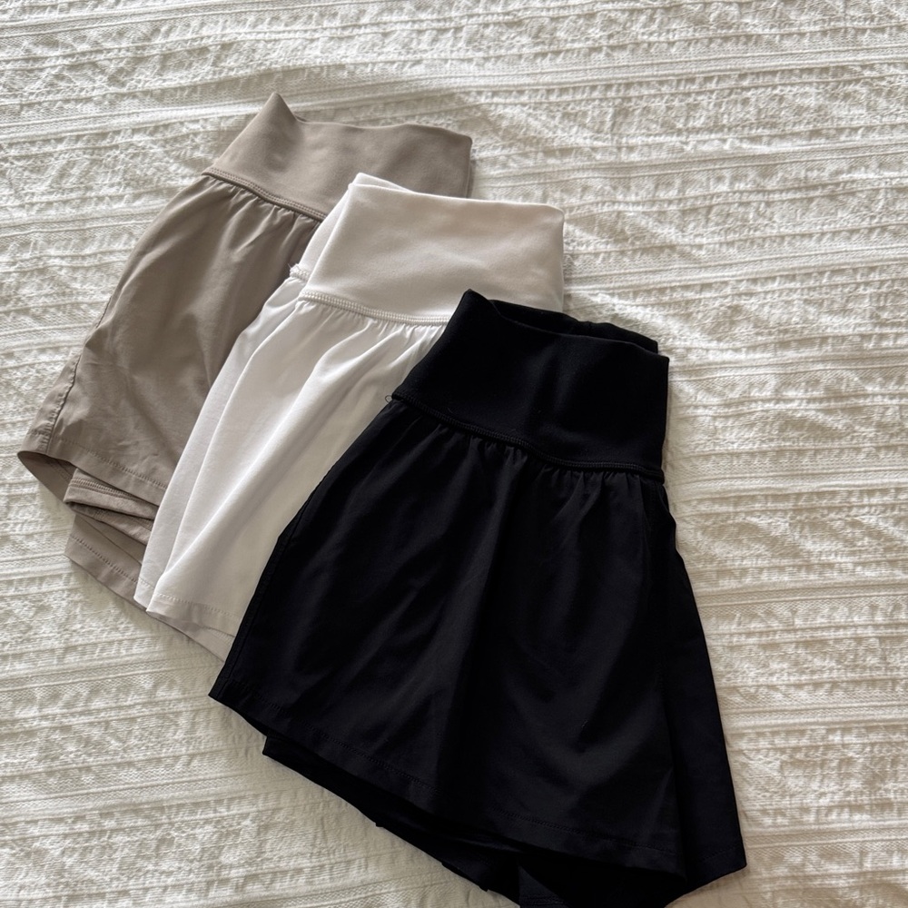 YPB Abercrombie & Fitch Women's Active Flounce Shorts - 3 pairs included